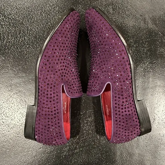 Enzo Romeo Sparko 26 Purple Velvet with Rhinestones Dress Loafer Size 11