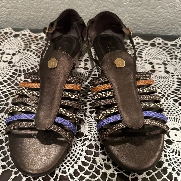Eric Javits Grecotsand Gladiator Wedge Sandals
