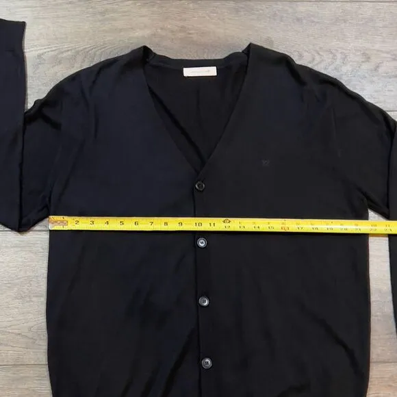 Ermenegildo Zegna EZ Black 100% Wool V Neck Cardigan Sweater Size 56 XXL