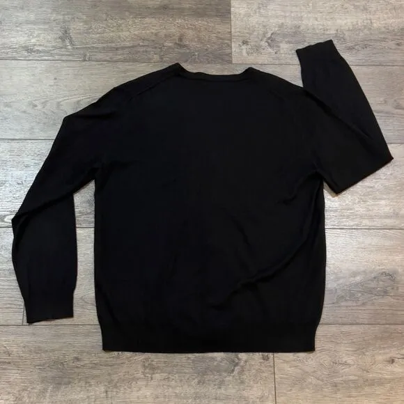 Ermenegildo Zegna EZ Black 100% Wool V Neck Cardigan Sweater Size 56 XXL