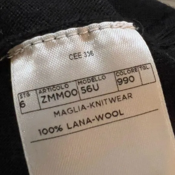 Ermenegildo Zegna EZ Black 100% Wool V Neck Cardigan Sweater Size 56 XXL