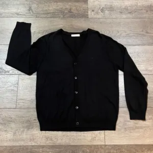 Ermenegildo Zegna EZ Black 100% Wool V Neck Cardigan Sweater Size 56 XXL