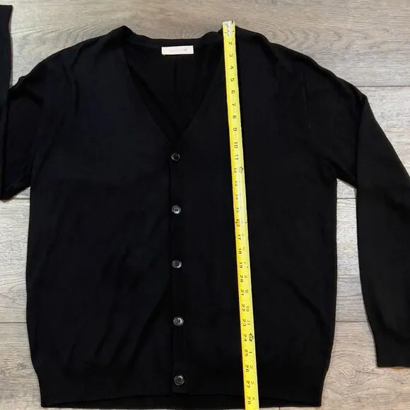 Ermenegildo Zegna EZ Black 100% Wool V Neck Cardigan Sweater Size 56 XXL