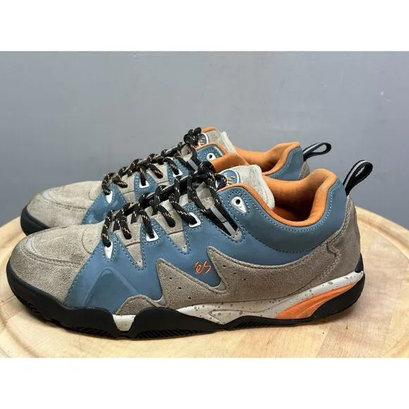 ES symbol skateboarding skate shoes mens Size 9.5 Blue Tan Streetwear