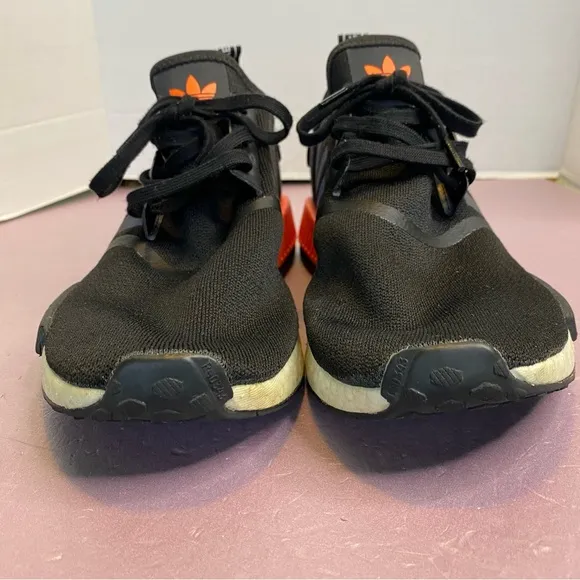 EUC Adidas Shoes Mens NMD R1 Running Sneakers Solar Orange Sports FW0185