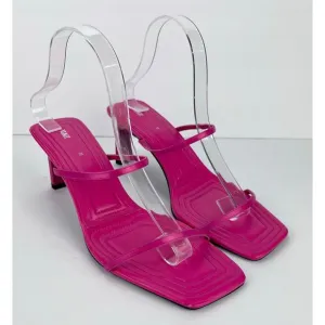 EUC Zara HEELED SANDALS W/ THIN STRAPS PINK Bloggers Fav Barbicore 39 (8/8.5)