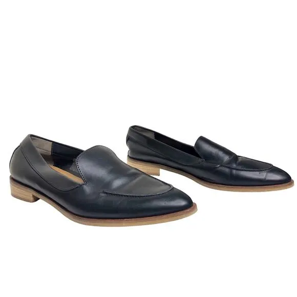 Everlane Loafers Black Leather Made in Italy Low Heel Shoes Slip On 8.5