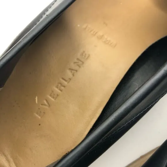 Everlane Loafers Black Leather Made in Italy Low Heel Shoes Slip On 8.5