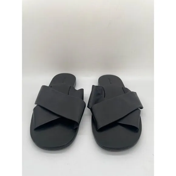 Everlane The Day Crossover Sandal Womens Sz 9 Black Leather Minimalist
