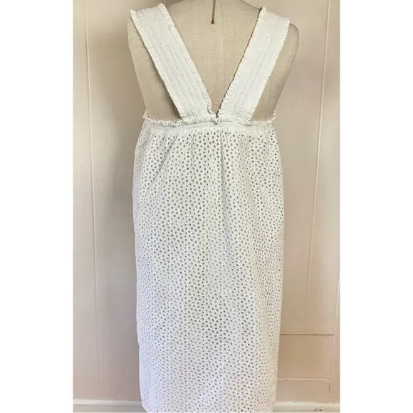 Everlane The Eyelet Smock Dress in White Size Medium Gently Used