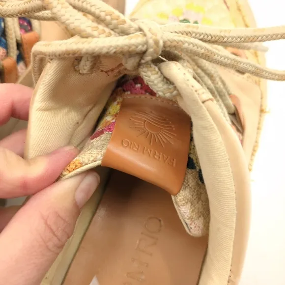 Farm Rio Crochet Bloom Print Platform Sneakers Women 9 Chunky Straw Canvas Boho