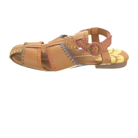 Farm Rio Leather Whipstitch Trim Gladiator Sandals NWT