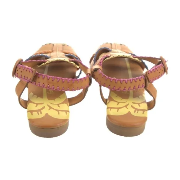 Farm Rio Leather Whipstitch Trim Gladiator Sandals NWT