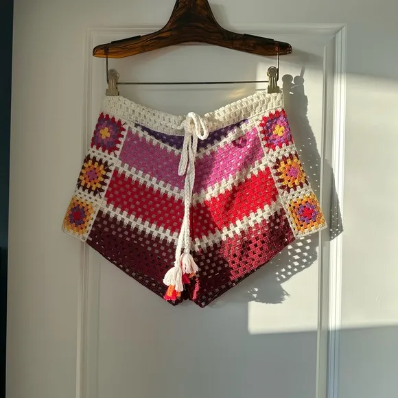Farm Rio Mixed Crochet Stripes Shorts