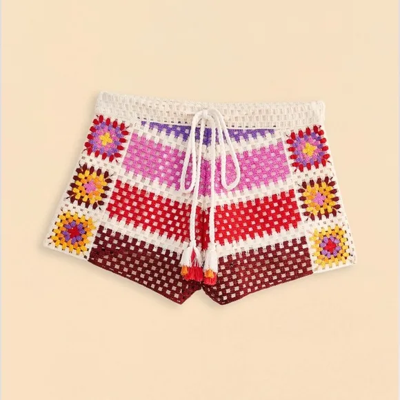 Farm Rio Mixed Crochet Stripes Shorts