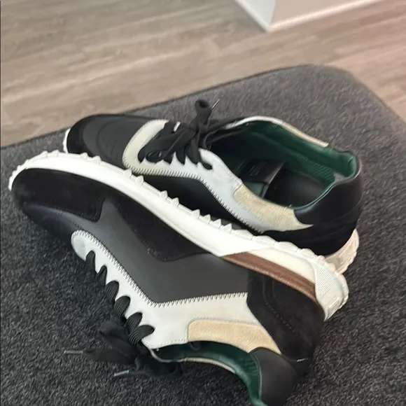Fendi Black and Gray Retro Sneakers with Suede and Mesh
