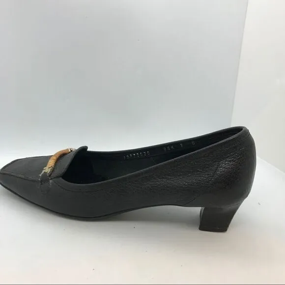Ferragamo Black Pebbled Leather Pump Shoes 7B