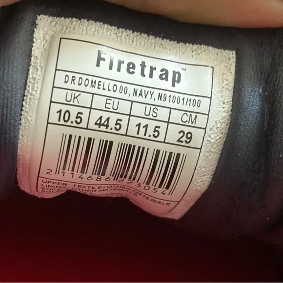 Firetrap Mens Dr Domello Quilted TopLace Up Trainers Sports Shoes Navy/Size 11.5