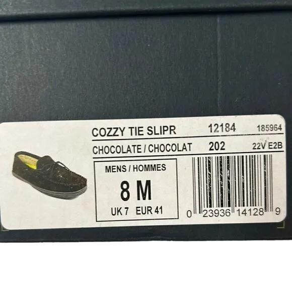 Florsheim Cozy Tie Moc Slipper Men's Chocolate Size 8 New
