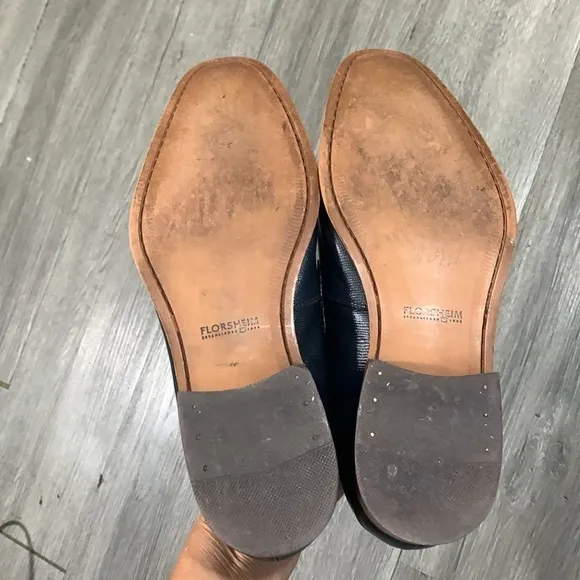 Florsheim Navy Blue Textured Leather Slip-On Loafers size 11 D