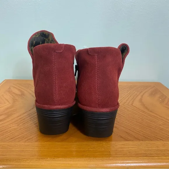 Fly London Yamy Wedge Zip Up Suede Leather Red Size 10 Ankle Booties‎
