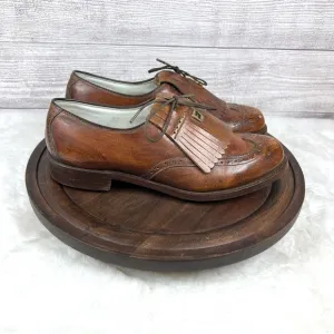 Footjoy Vintage Women’s Kiltie Leather Cleat Brown Golf Shoes Size 7 B