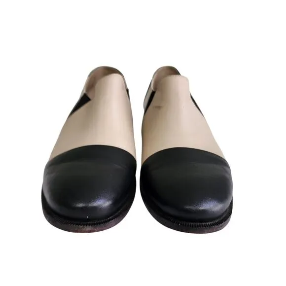 Fortress Of Inca Womens Leather Slip On Shoes Size 9 Black Cream Handmade Peru