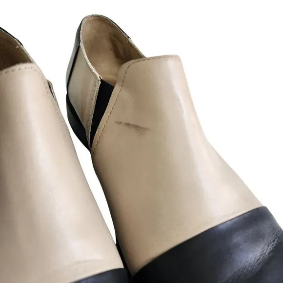 Fortress Of Inca Womens Leather Slip On Shoes Size 9 Black Cream Handmade Peru
