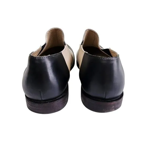 Fortress Of Inca Womens Leather Slip On Shoes Size 9 Black Cream Handmade Peru