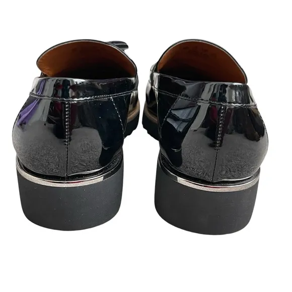Franco Sarto Tassel Loafers Shoes Women’s Size 9W Chunky Platform Black Patent