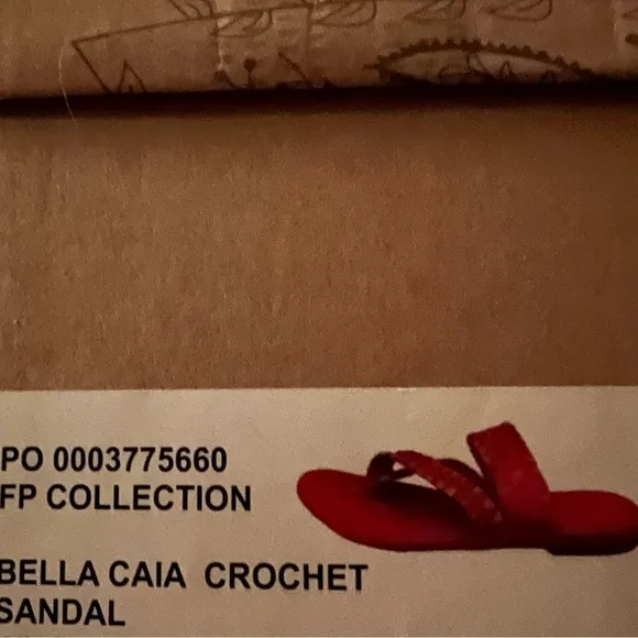 Free People Bella Caia Crochet Sandal Flip Flop Thong NIB Size 38 Tiger Lily