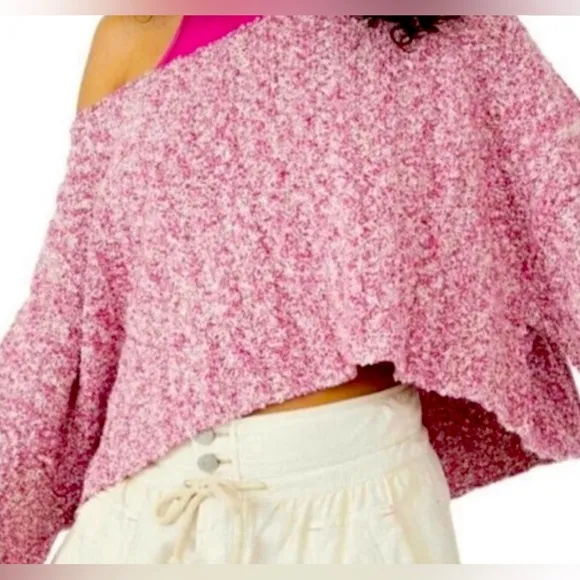 FREE PEOPLE BFF Scoop Neck Sweater in Pink Rose Size Large NWT