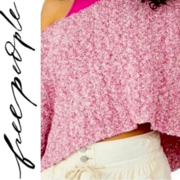 FREE PEOPLE BFF Scoop Neck Sweater in Pink Rose Size Large NWT