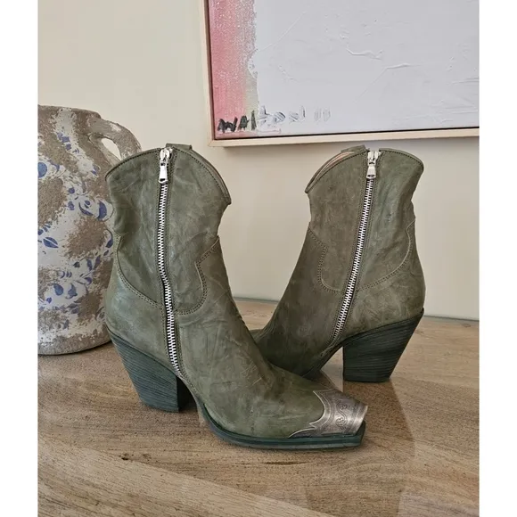 Free People Brayden Western Boots Leather Size 37