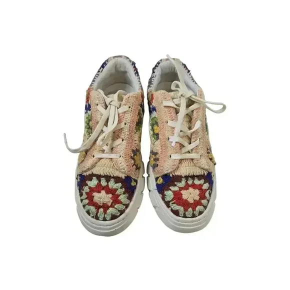 Free People Catch Me If You Can Crochet Platform Sneaker Size 36