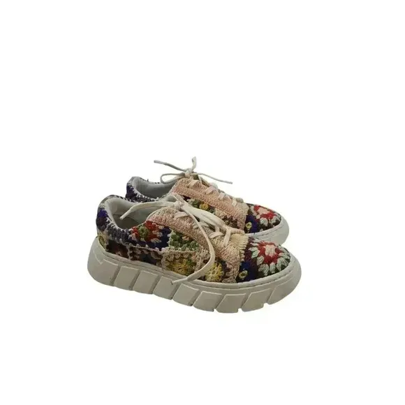Free People Catch Me If You Can Crochet Platform Sneaker Size 36