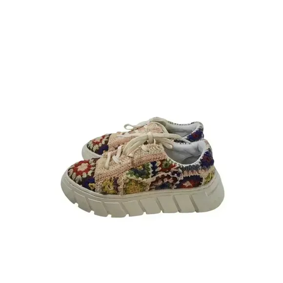 Free People Catch Me If You Can Crochet Platform Sneaker Size 36