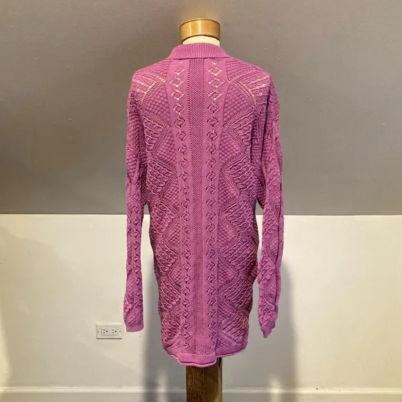 Free People FP Beach Get Away Fauxchet Cardigan Crocheted Size S