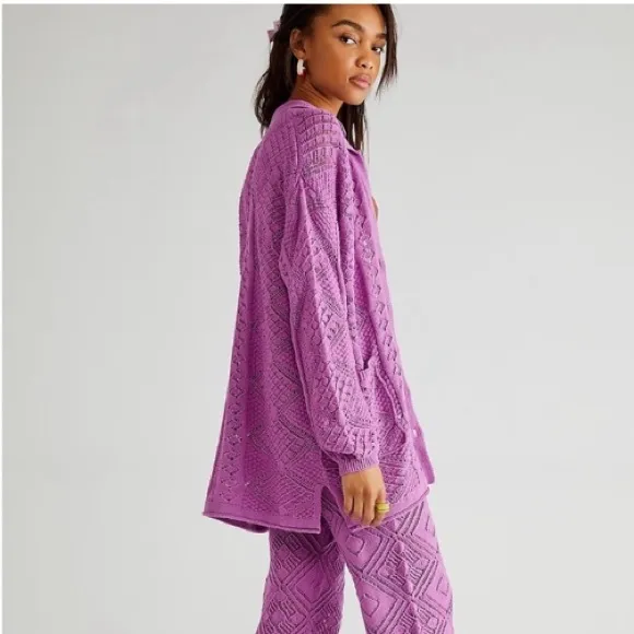 Free People FP Beach Get Away Fauxchet Cardigan Crocheted Size S