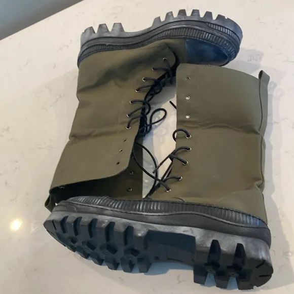 Free People Goldie Lug Sole Lace-Up Boots Green Combat Boots Fold Streetwear 9.5