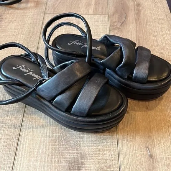 Free People Harper Flatform Sandals US 7.5 Black