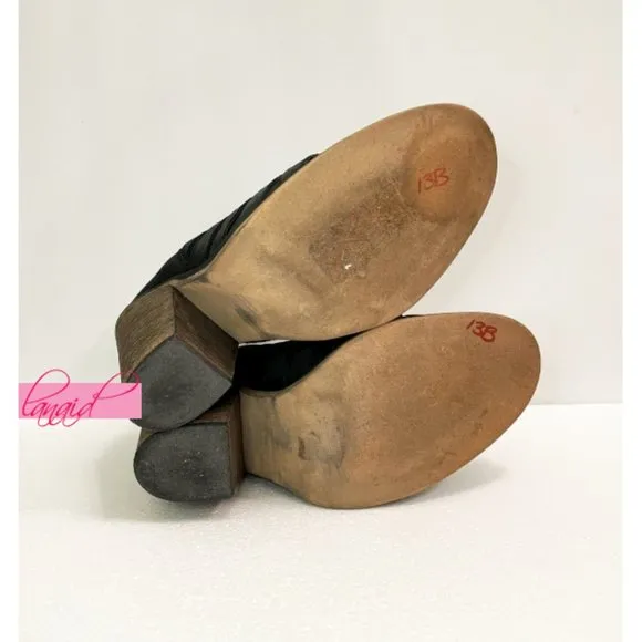 Free People Hybrid Heel Boots Black Leather Destroyed Strappy Edgy Ankle Booties
