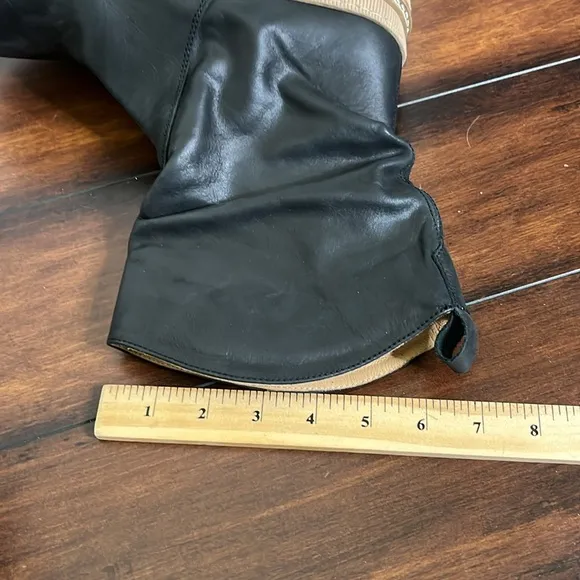 Free People Mel Slouch Boot size 9 Leather Chunky Platform Black Grunge Like New