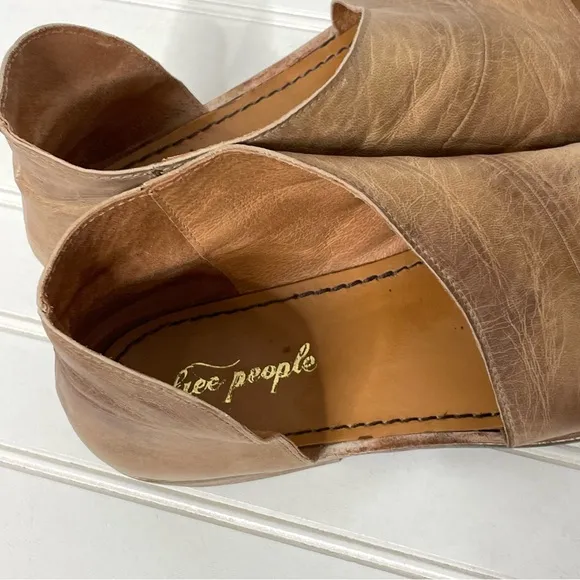 Free People Mont Blanc D‘Orsay Slip-On Brown Tan Leather Sandal Size 40 US 9.5
