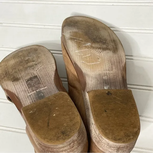 Free People Mont Blanc D‘Orsay Slip-On Brown Tan Leather Sandal Size 40 US 9.5