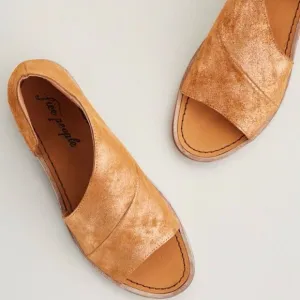 FREE PEOPLE | 'Mont Blanc' Rose Gold Metallic Asymmetrical Sandal | Size 38, 7.5