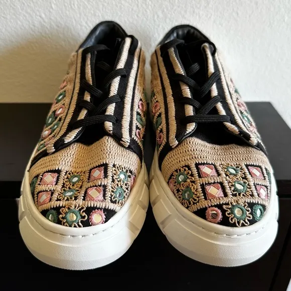 FREE PEOPLE‎ Sneakers Womens Catch Me If You Can Crochet White Mirror Combo 7.5