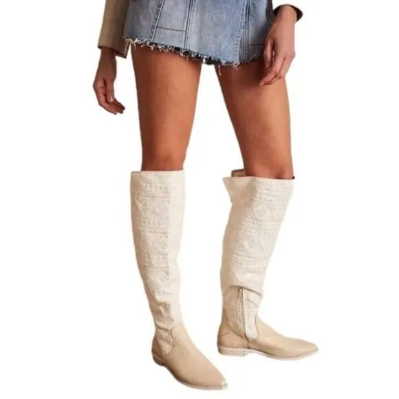 Free People Women's Bren OTK Crochet Western Cowgirl Boots Size US 9.5 39.5