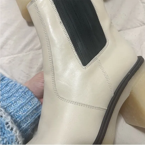 Free People Women’s James Chelsea Chunky Platform Boots White Black Size 9