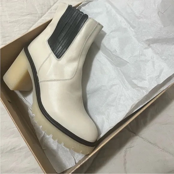 Free People Women’s James Chelsea Chunky Platform Boots White Black Size 9